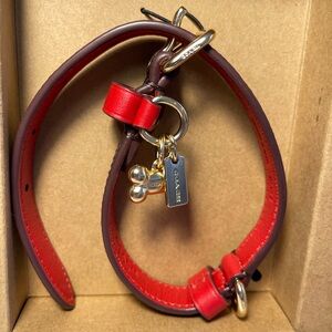 Coach Dog Collar Small - Signature C Brown Red Leather NWT  ***